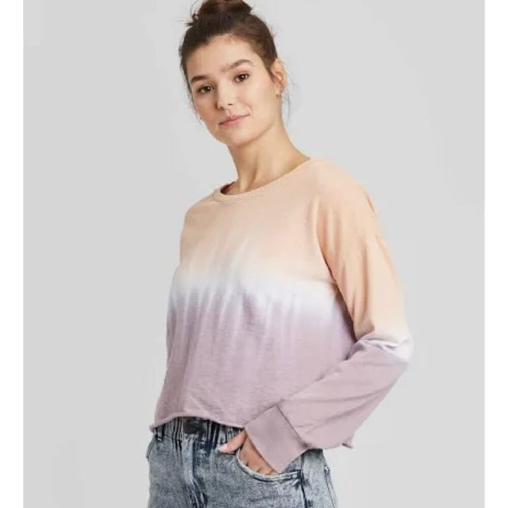 Grayson/Threads Tie Dye Crop Sweatshirt Purple/White/Peach Size Medium